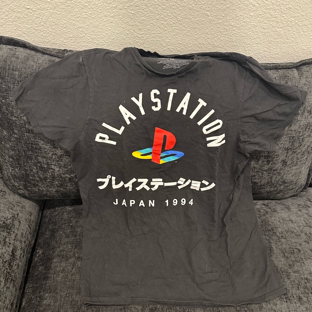 Sony PlayStation Black T-Shirt with Multicolor Logo